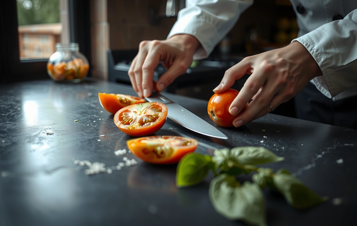 Preparación meticulosa en cocina